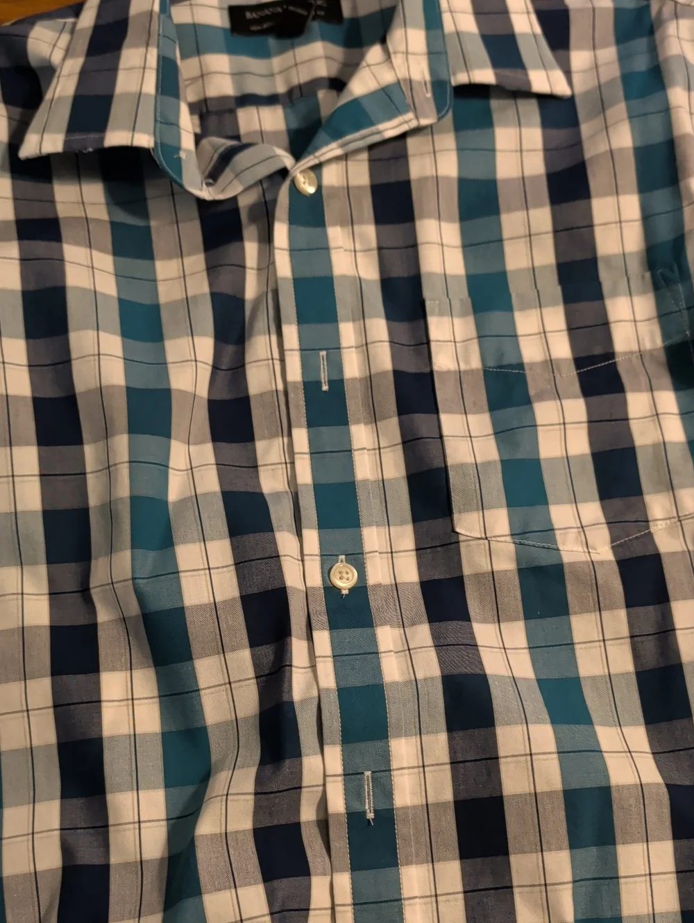 Banana Republic Blue and White Plaid Button-Down Shirt